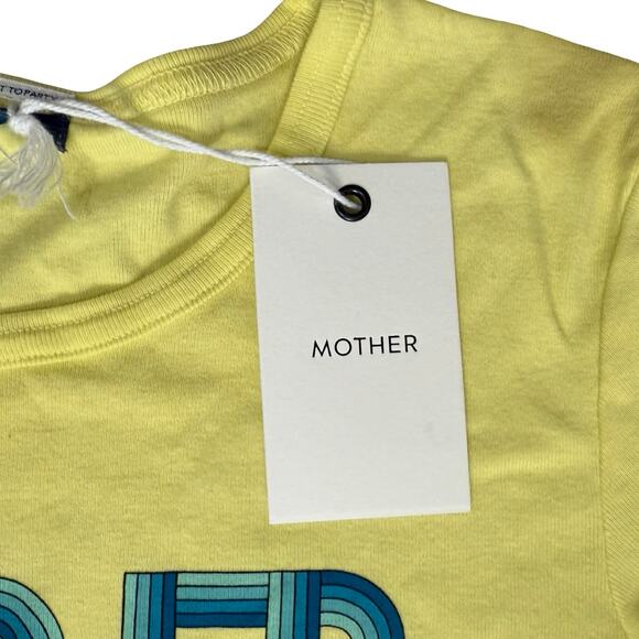 Mother Canary Yellow Blue Groove Itty Bitty Ringer Baby Tee size XS NEW Tags - Picture 6 of 6
